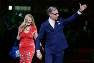 Paul Feig and wife, Laurie attending a 'Ghostbusters' red carpet event in 2016 (Image via Getty)